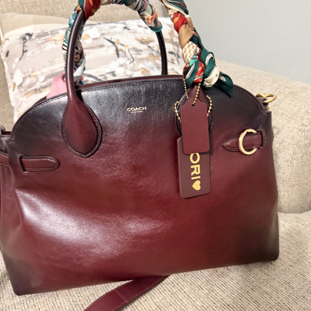 COACH, the Soft Empire 40 Leather Carryall Satchel Bag- Merlot